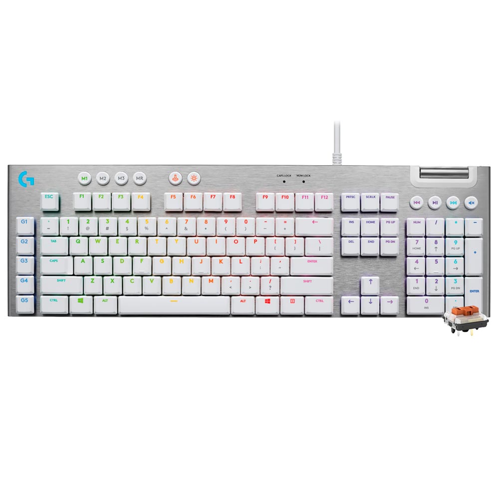 Teclado Gamer Mecânico Logitech G815 GL Tactile USB / RGB / Inglês - Branco / Cinza (920-011354)