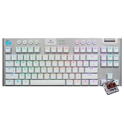 Teclado Gamer Mecânico Logitech G915 TKL Wireless / RGB / Inglês - Branco (920-009660)