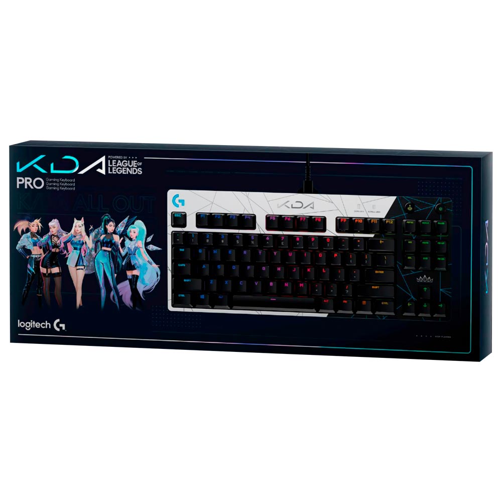 Teclado Gamer Mecânico Logitech KDA Pro GX Brown USB / RGB / Inglês - Preto / Branco 920-010074 