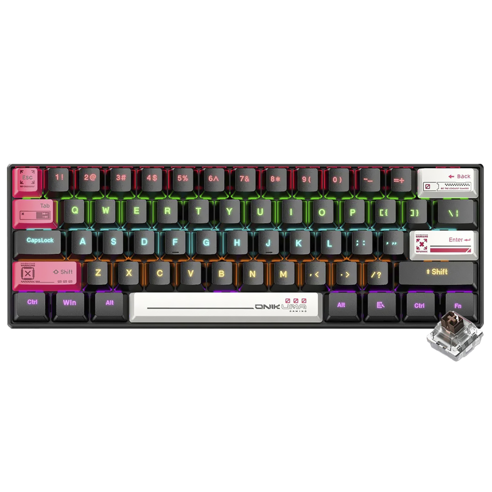 Teclado Gamer Mecânico Onikuma G55 Mini USB / RGB / Tea / Inglês - Preto