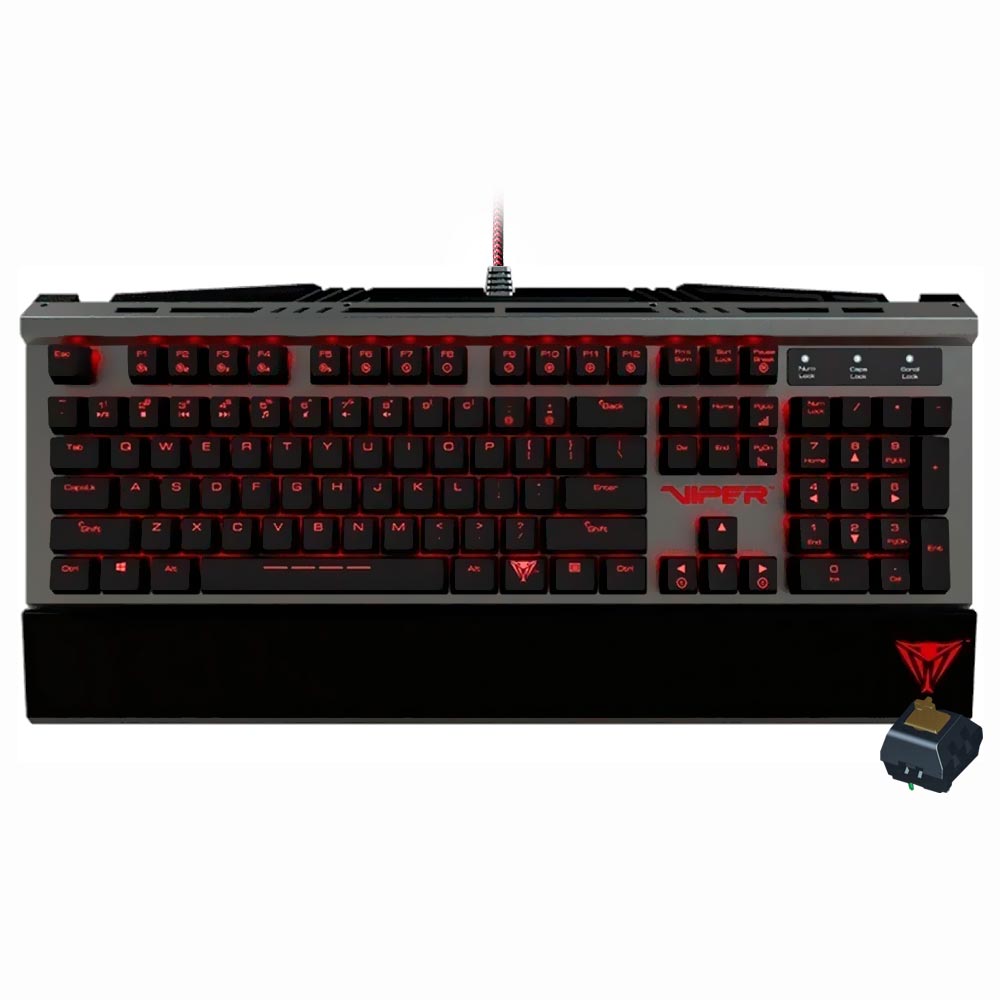 Teclado Gamer Mecânico Patriot Viper V730 USB / LED / Brow / Inglês - Preto (PV730MBULGM)