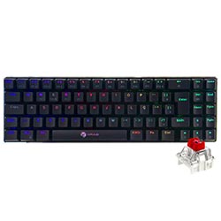 Teclado Gamer Mecânico Quanta Krab KBMGK50 Inferno Wireless / RGB / Red / Português - Preto