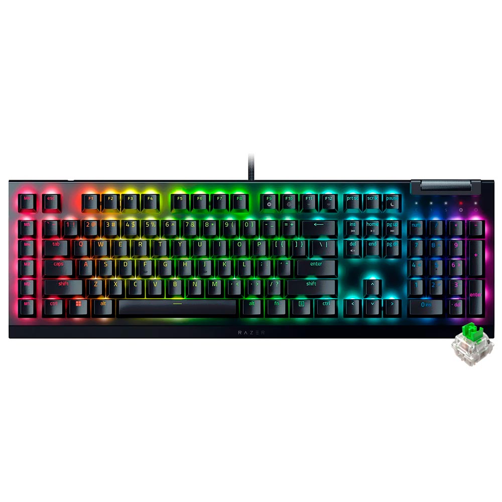 Teclado Gamer Mecânico Razer Blackwidow V4 X USB / RGB / Inglês - Preto (RZ03-04700200-R3U1)