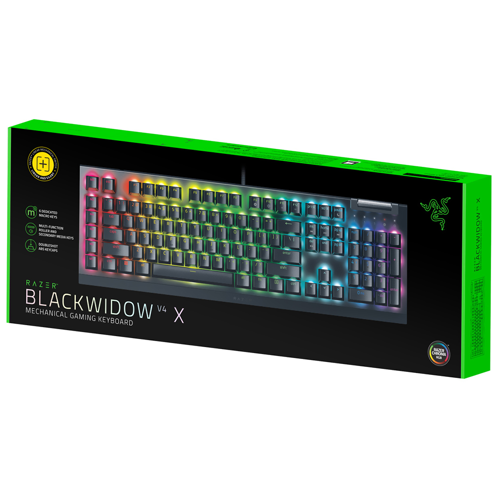 Teclado Gamer Mecânico Razer Blackwidow V4 X USB / RGB / Yellow / Espanhol - Preto (RZ03-04702800-R311)
