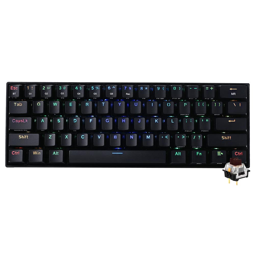 Teclado Gamer Mecânico Redragon K530 Draconic Wireless / RGB / Brown / Inglês - Preto