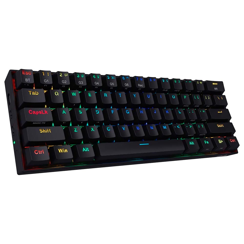 Teclado Gamer Mecânico Redragon K530 Draconic Wireless / RGB / Brown / Inglês - Preto