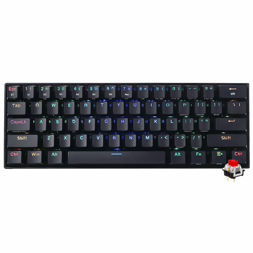 Teclado Gamer Mecânico Redragon K530RGB-PRO Draconic Pro Wireless / RGB / Red / Inglês - Preto