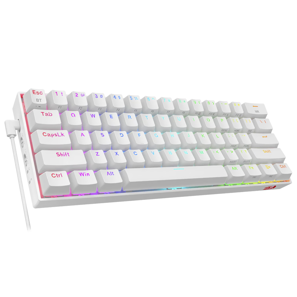 Teclado Gamer Mecânico Redragon K530W-RGB-PRO Draconic Pro Wireless / RGB / Brown / Inglês - Branco