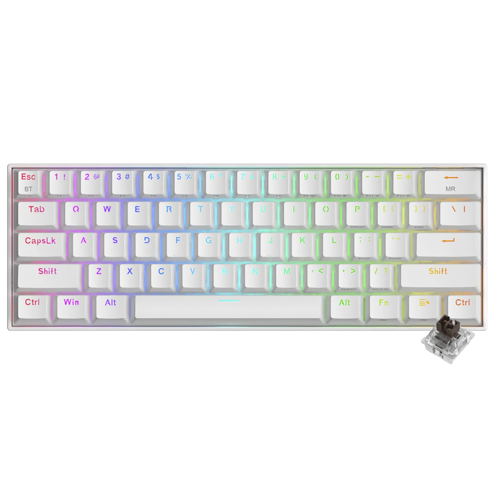 Teclado Gamer Mecânico Redragon K530W-RGB-PRO Draconic Pro Wireless / RGB / Brown / Inglês - Branco