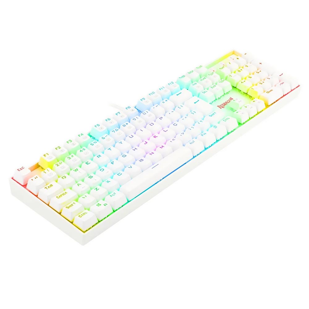 Teclado Gamer Mecânico Redragon K551W-RGB Mitra USB / RED / Português - Branco