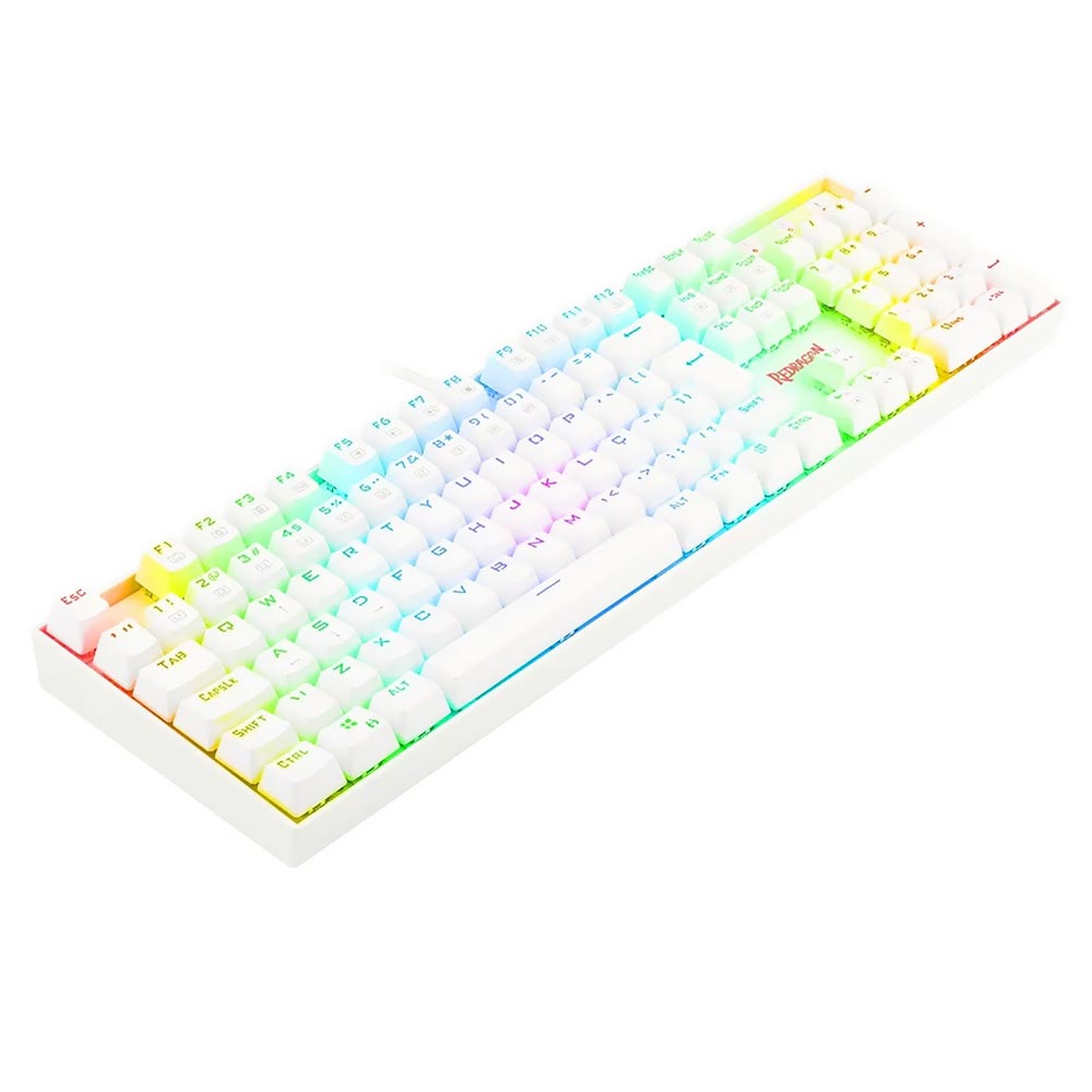 Teclado Gamer Mecânico Redragon K551W-RGB Mitra USB / RED / Português - Branco