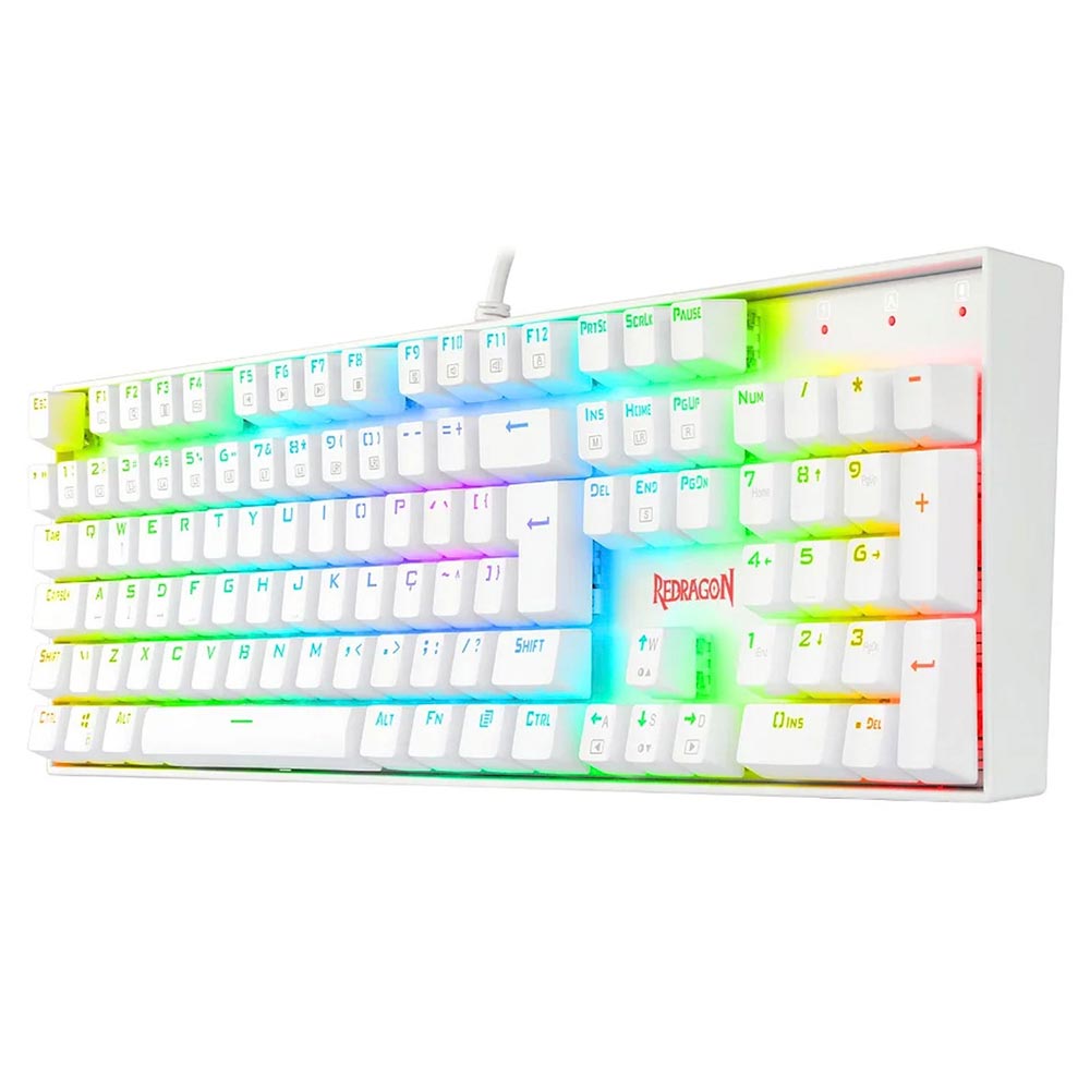 Teclado Gamer Mecânico Redragon K551W-RGB Mitra USB / RED / Português - Branco