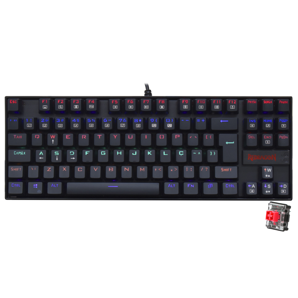 Teclado Gamer Mecânico Redragon K552-KR Kumara USB / Português - Preto