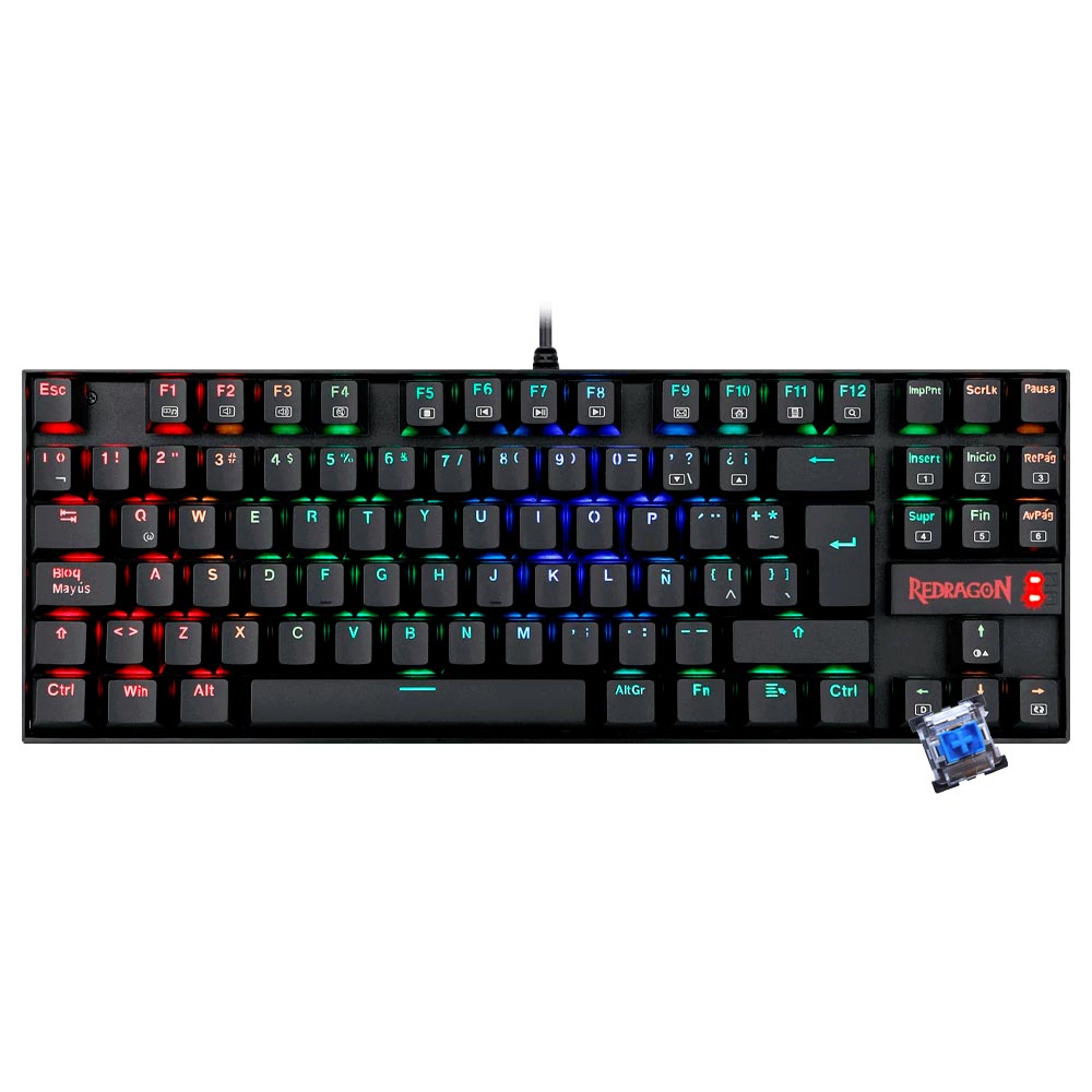 Teclado Gamer Mecânico Redragon K552RGB-1 Kumara USB / RGB / Blue / Espanhol - Preto