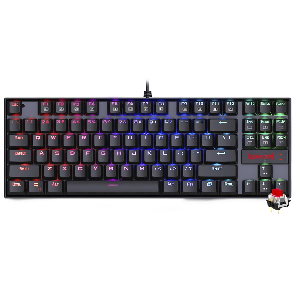 Teclado Gamer Mecânico Redragon K552RGB-1 Kumara USB / RGB / RED / Inglês - Preto