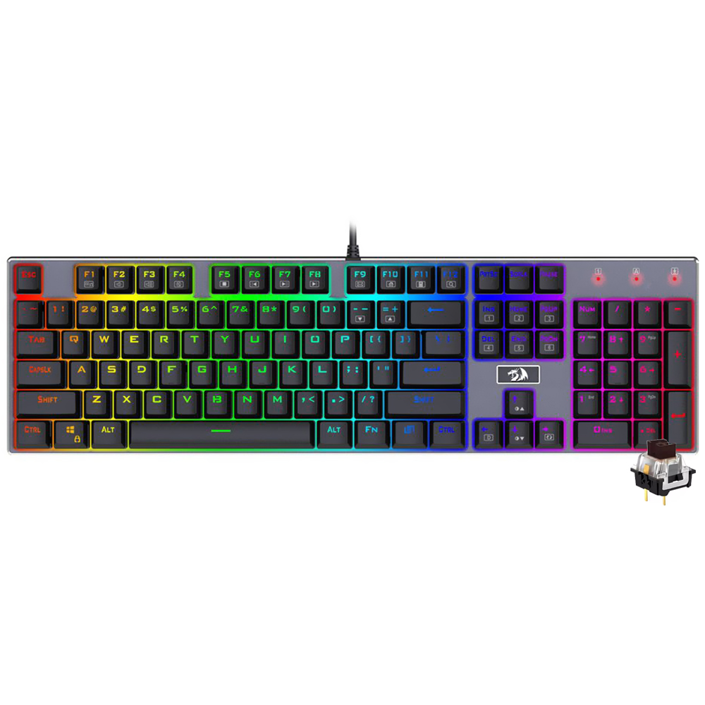 Teclado Gamer Mecânico Redragon K556RGB Devarajas USB / RGB / Red / Inglês - Preto