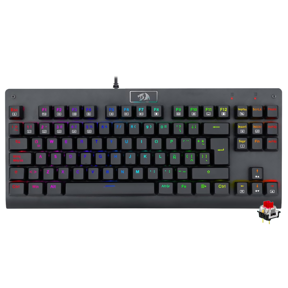 Teclado Gamer Mecânico Redragon K568RGB-1 Dark Avenger USB / RGB / Espanhol - Preto
