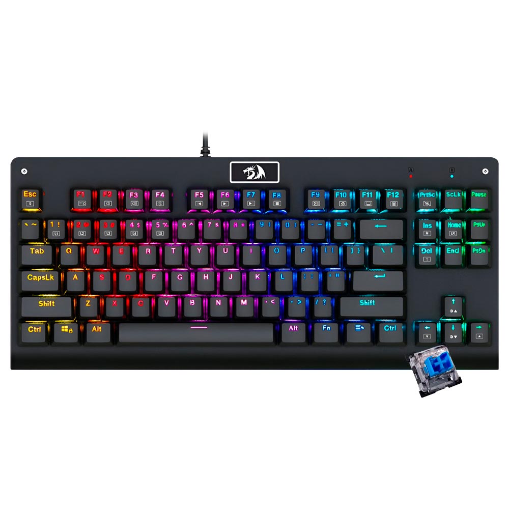 Teclado Gamer Mecânico Redragon K568RGB-1 Dark Avenger USB / RGB / Inglês - Preto