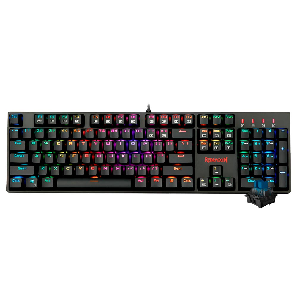 Teclado Gamer Mecânico Redragon K582RGB Surara USB / RGB / Inglês - Preto