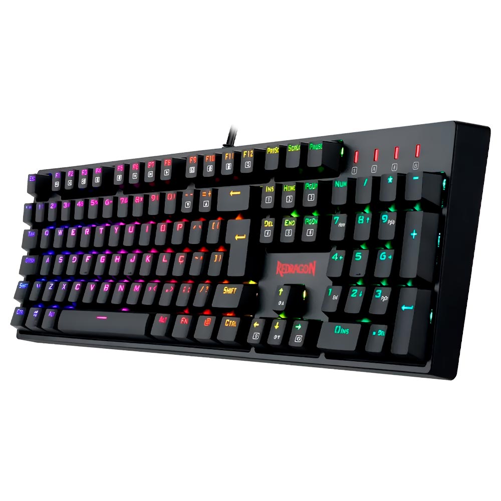 Teclado Gamer Mecânico Redragon K582RGB Surara USB / RGB / Inglês - Preto