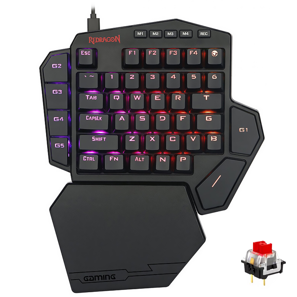 Teclado Gamer Mecânico Redragon K585RGB Diti USB / RGB / Red / Inglês - Preto