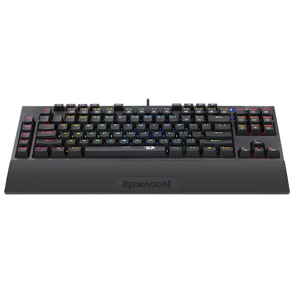 Teclado Gamer Mecânico Redragon K588RGB Broadsword USB / RGB / Brown / Inglês - Preto
