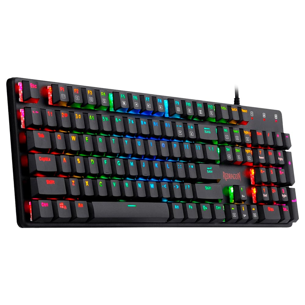 Teclado Gamer Mecânico Redragon K589RGB Shrapnel USB / RGB / RED / Inglês - Preto