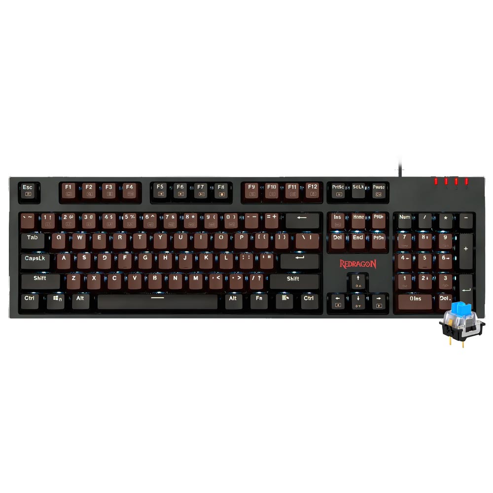 Teclado Gamer Mecânico Redragon K592 AMSA USB / RGB / Brown / Inglês - Preto