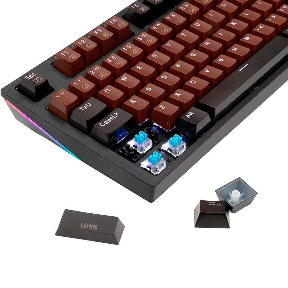 Teclado Gamer Mecânico Redragon K592 AMSA USB / RGB / Brown / Inglês - Preto