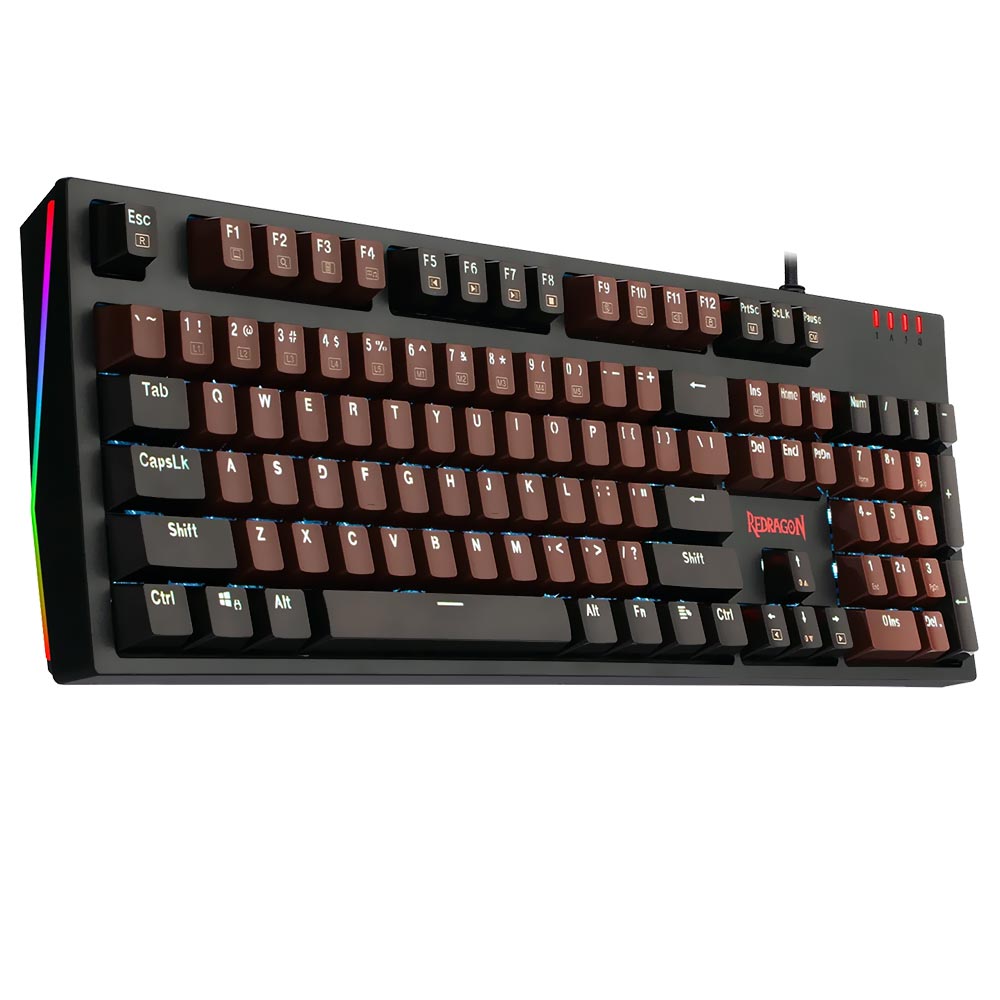 Teclado Gamer Mecânico Redragon K592 AMSA USB / RGB / Brown / Inglês - Preto