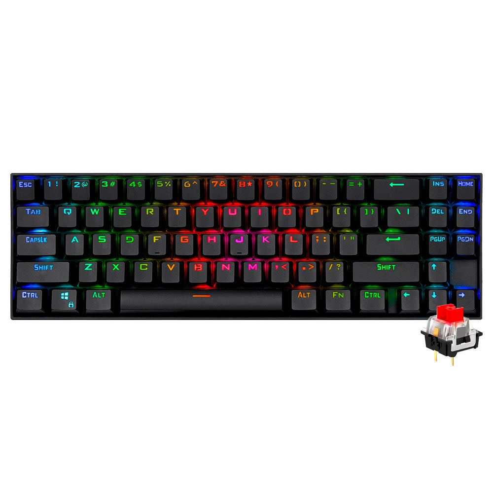 Teclado Gamer Mecânico Redragon K599-KRS Deimos Wireless / RED / Inglês - Preto
