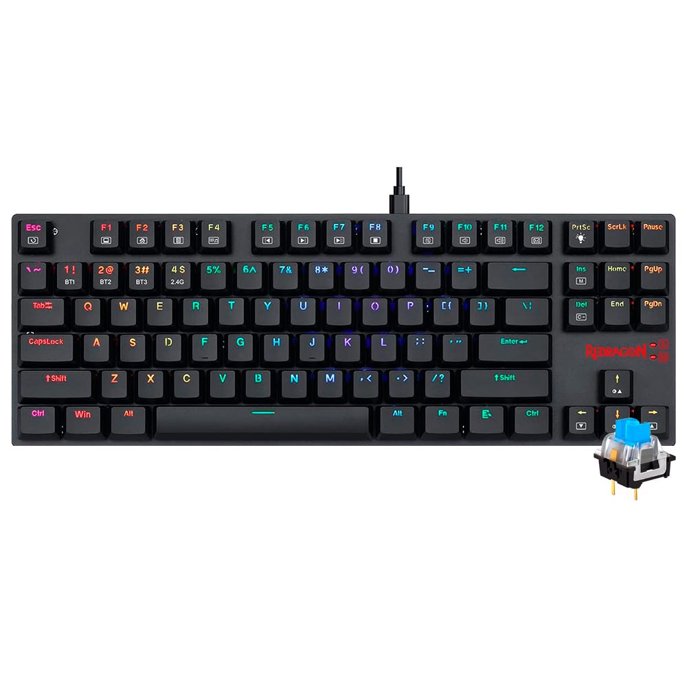 Teclado Gamer Mecânico Redragon K607P-KBS APS Pro Wireless / RGB / Blue / Inglês - Preto