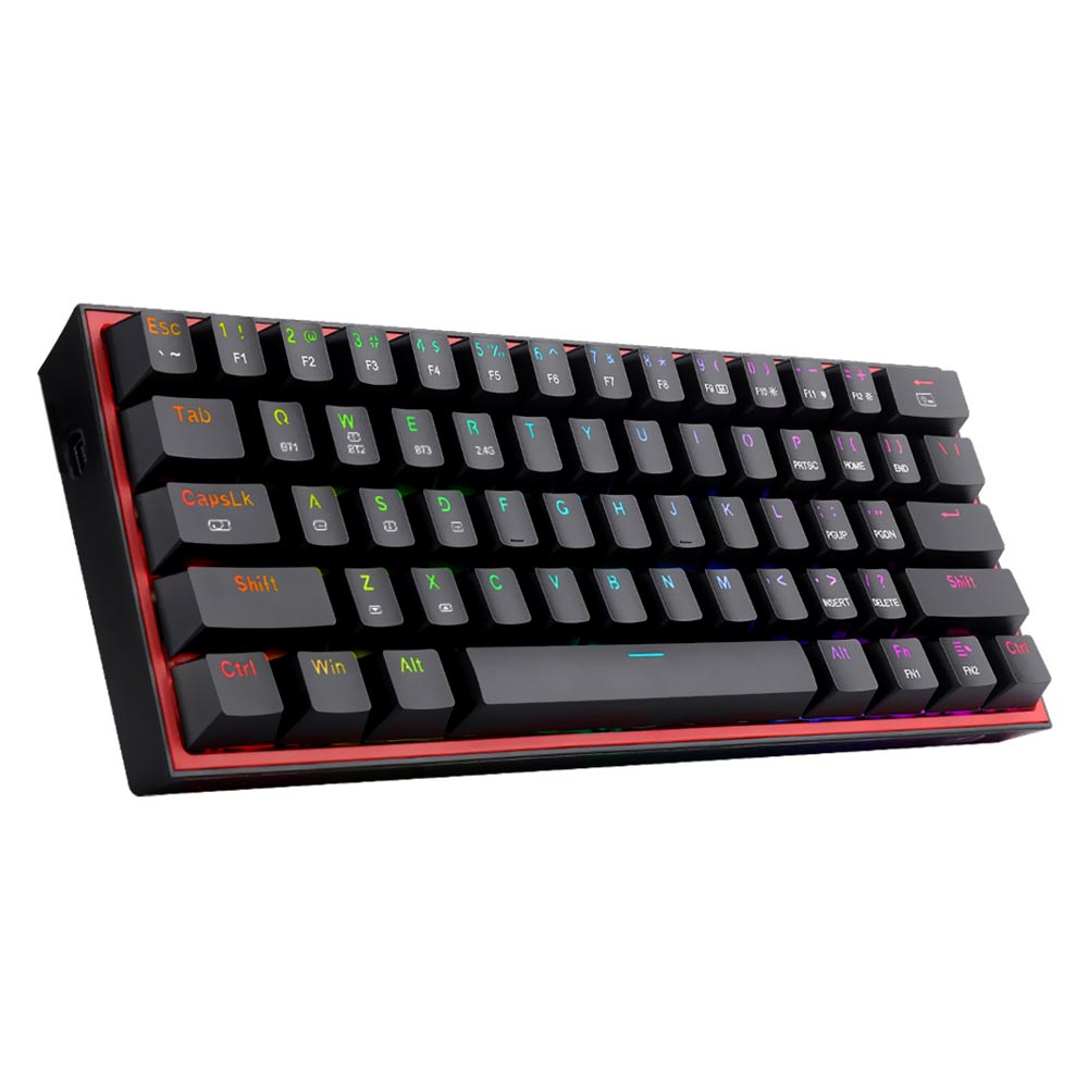 Teclado Gamer Mecânico Redragon K616-RGB Fizz Pro Mini Wireless / RGB / RED / Inglês - Preto