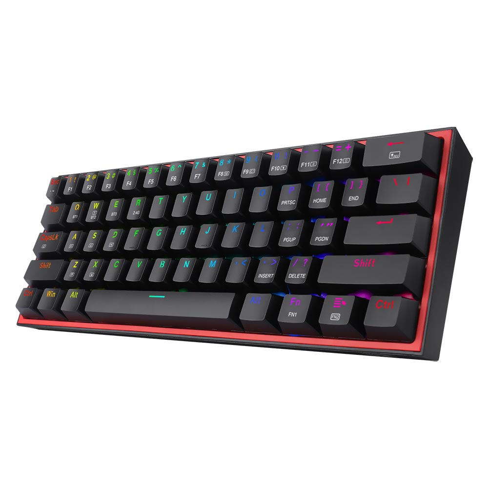 Teclado Gamer Mecânico Redragon K616-RGB Fizz Pro Mini Wireless / RGB / RED / Inglês - Preto
