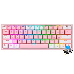 Teclado Gamer Mecânico Redragon K617-R Fizz Rainbow Mini USB / RGB / Blue / Inglês - Rosa / Branco