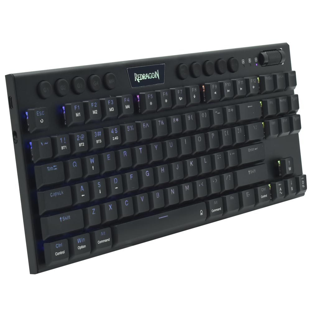 Teclado Gamer Mecânico Redragon K621RGB-PRO Horus Pro TKL Wireless / RED / Inglês - Preto