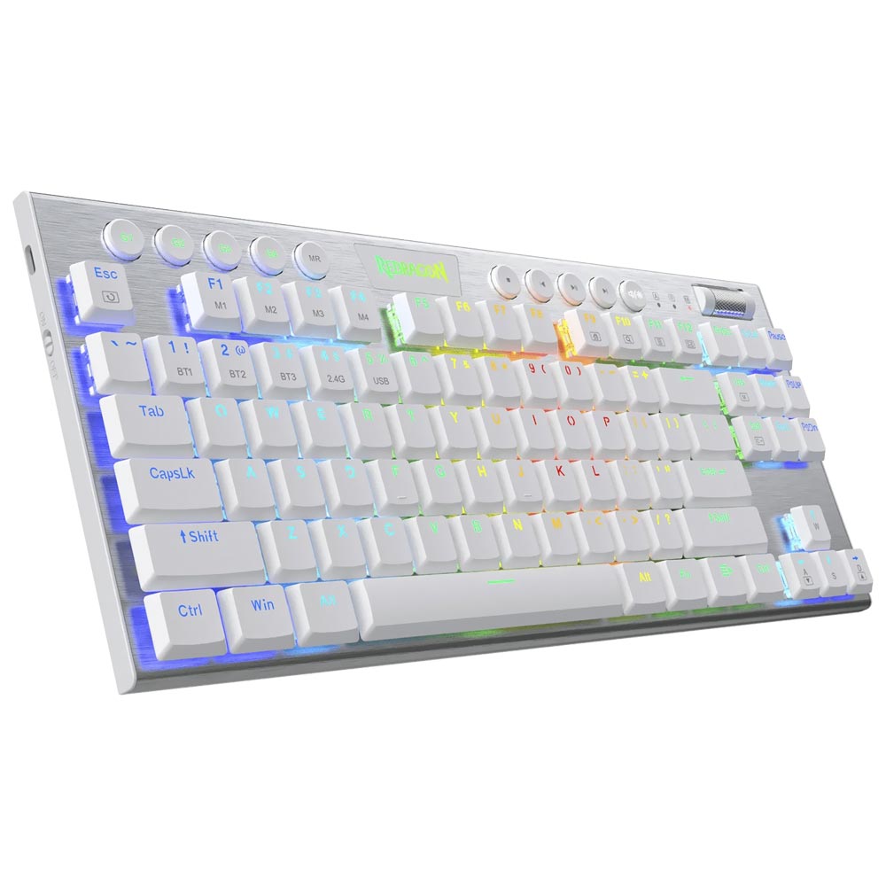 Teclado Gamer Mecânico Redragon K621W-RGB Horus TKL Wireless / RGB / RED / Inglês - Branco