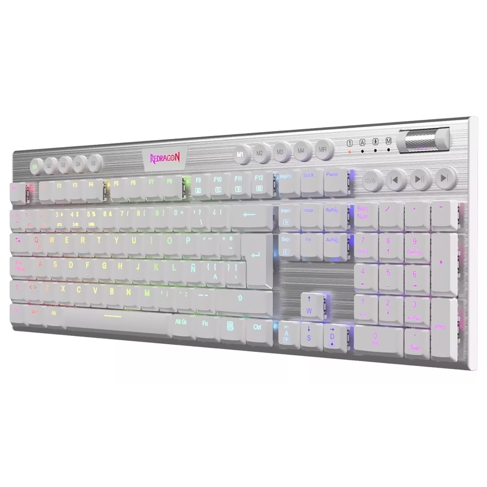 Teclado Gamer Mecânico Redragon K622W-RGB Horus TKL USB / RGB / RED / Espanhol - Branco