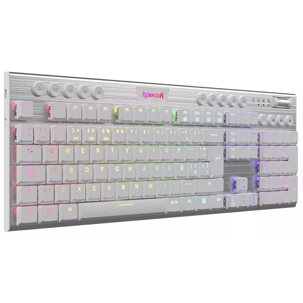 Teclado Gamer Mecânico Redragon K622W-RGB Horus TKL USB / RGB / RED / Espanhol - Branco