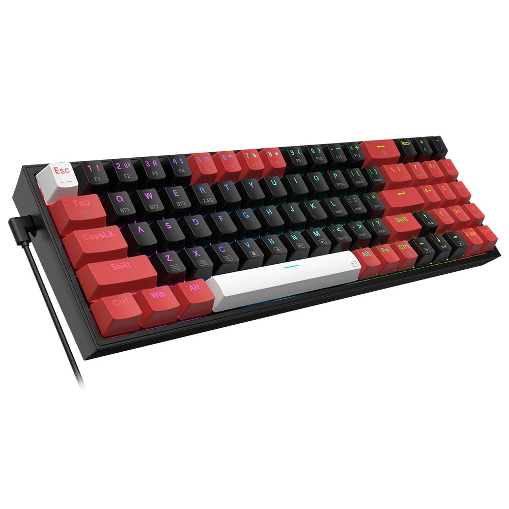 Teclado Gamer Mecânico Redragon K628RGB-PRO-BRW Pollux Pro / RED / Inglês - Preto