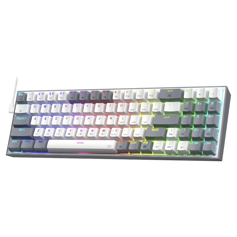 Teclado Gamer Mecânico Redragon K628WG-RGB Pollux USB / RGB / RED / Inglês - Branco / Cinza