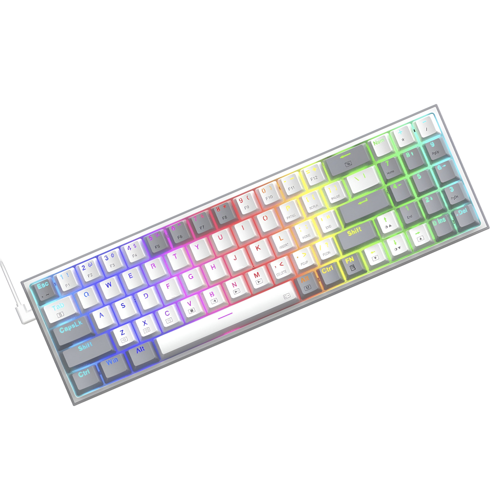 Teclado Gamer Mecânico Redragon K628WG-RGB Pollux USB / RGB / RED / Inglês - Branco / Cinza