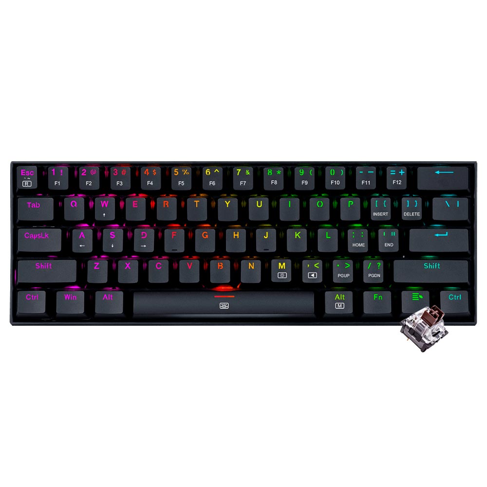 Teclado Gamer Mecânico Redragon K630RGB Dragonborn USB / RGB / Brown / Inglês - Preto