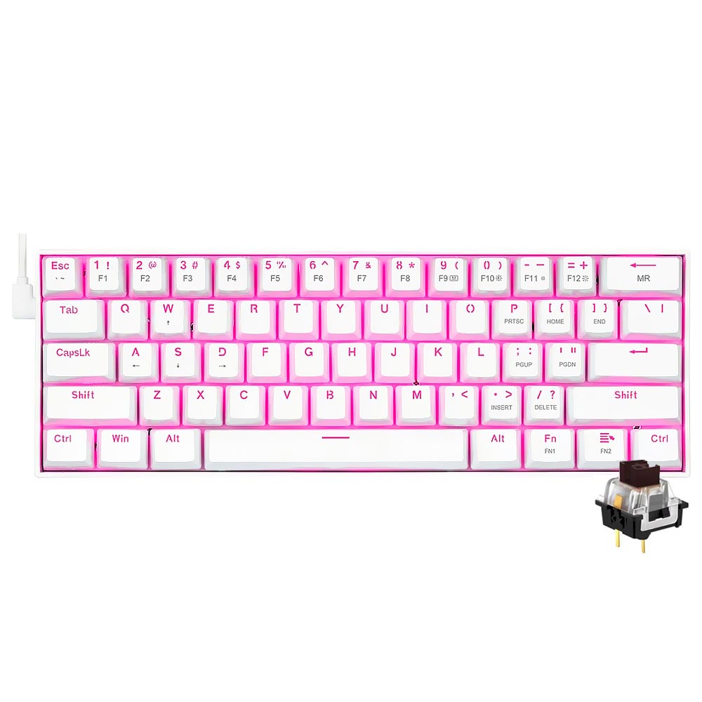 Teclado Gamer Mecânico Redragon K630W Dragonborn USB / Inglês - Branco