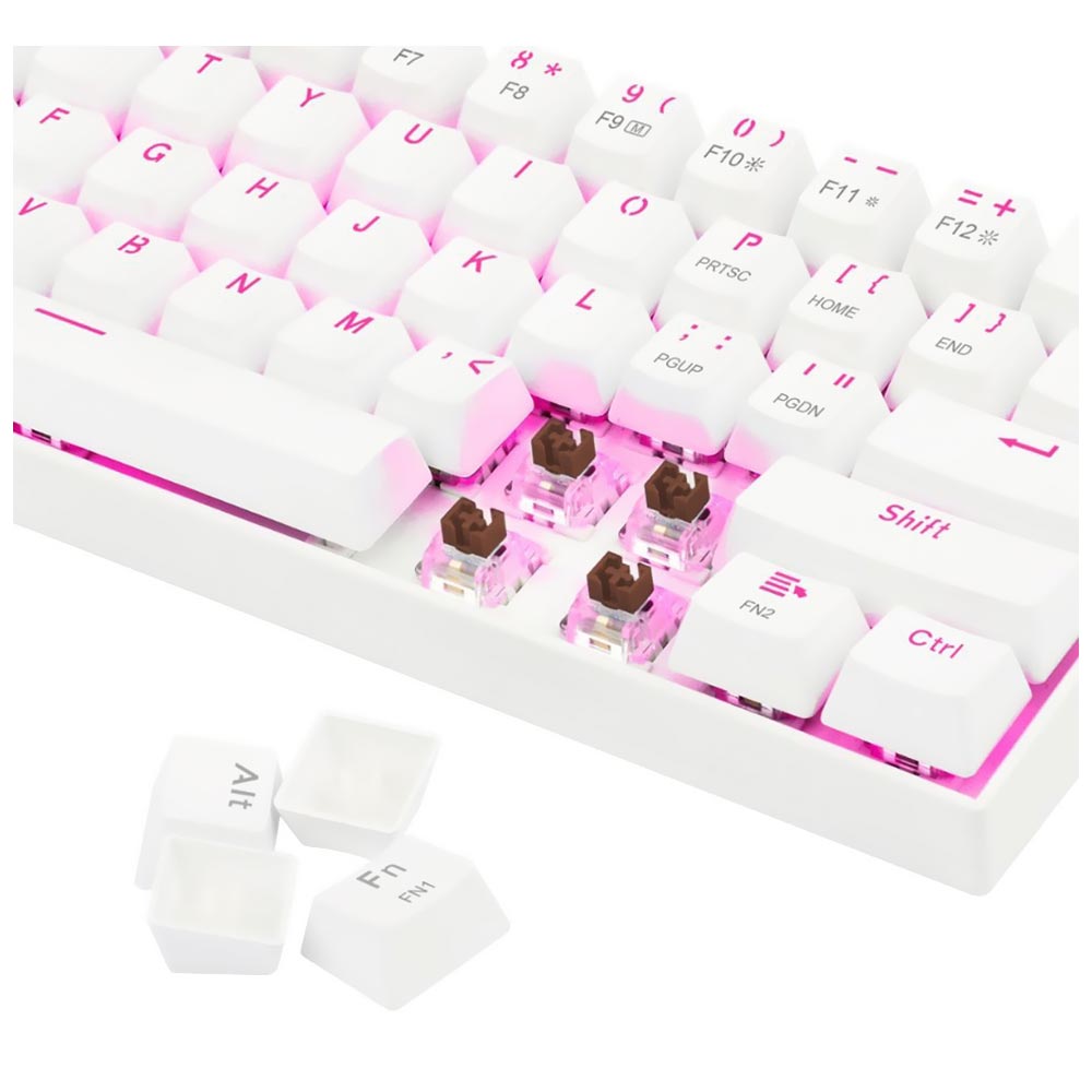 Teclado Gamer Mecânico Redragon K630W Dragonborn USB / Inglês - Branco