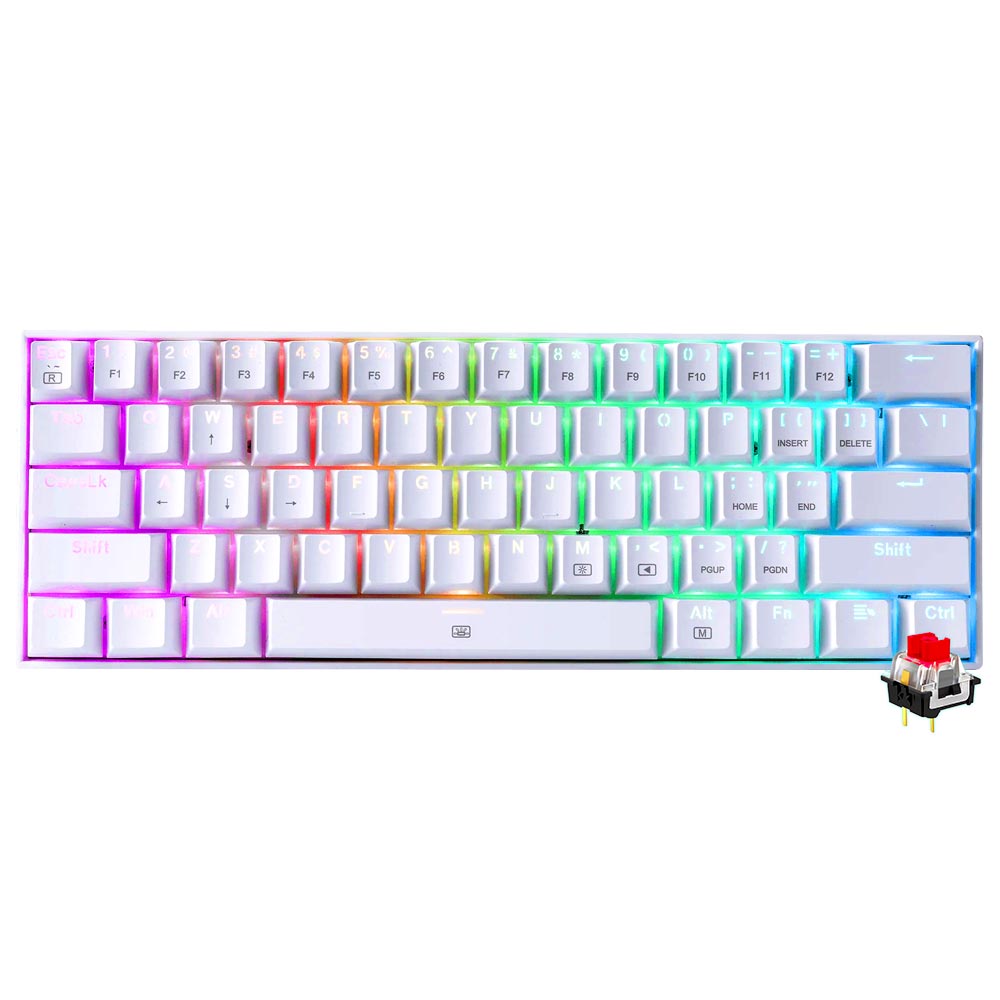 Teclado Gamer Mecânico Redragon K630W-RGB Dragonborn Mini USB / RED / Inglês - Branco