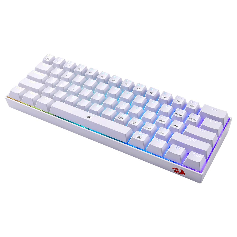 Teclado Gamer Mecânico Redragon K630W-RGB Dragonborn Mini USB / RED / Inglês - Branco