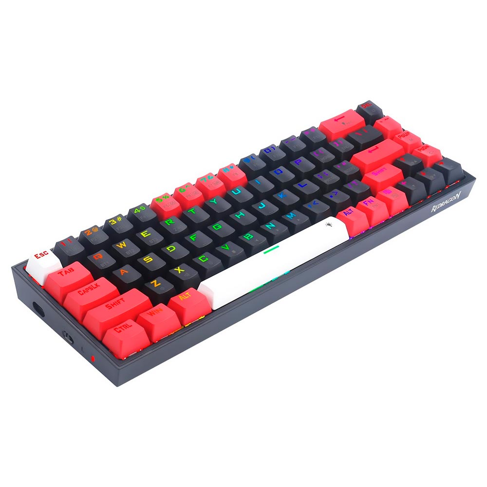 Teclado Gamer Mecânico Redragon K631RGB-PRO-BRW Castor Pro Mini Wireless / RED / Inglês - Preto