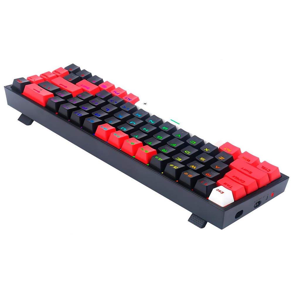 Teclado Gamer Mecânico Redragon K631RGB-PRO-BRW Castor Pro Mini Wireless / RED / Inglês - Preto