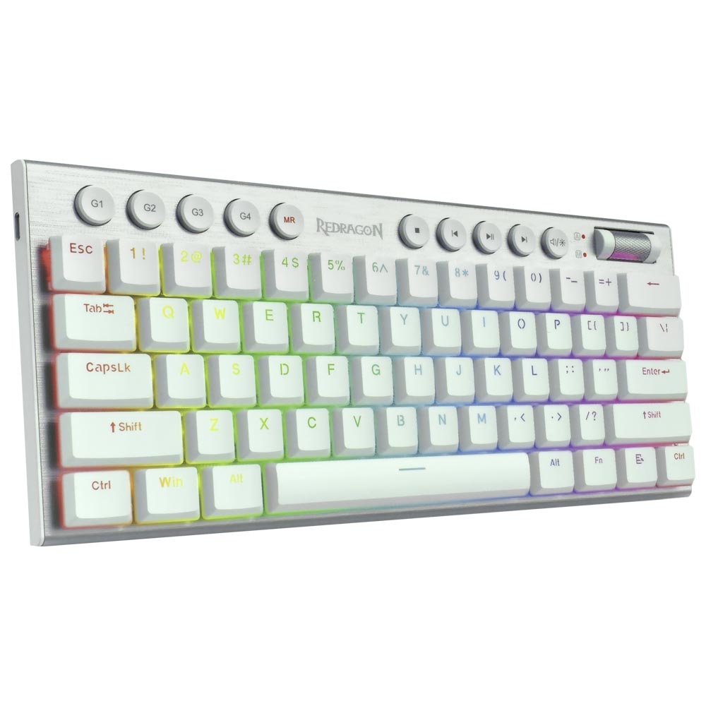 Teclado Gamer Mecânico Redragon K632W-RGB Horus Mini USB / RGB / RED / Inglês - Branco